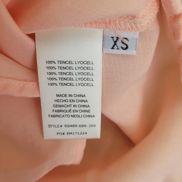 Anthropologie Cloth and Stone Peach Boxy Button Down Shirt with Flutter Sleeves - Picture 3 of 4